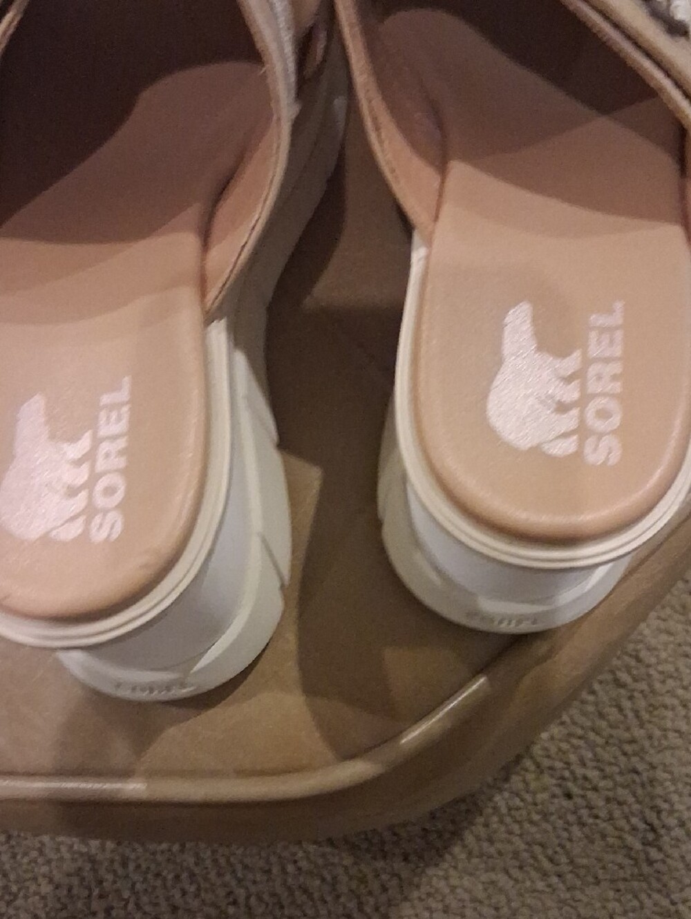 SOREL Neutral Beige Platform Slide Sandals - Women - Picture 10 of 11